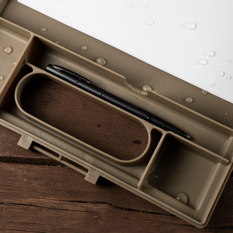 Close up of handle open to show storage