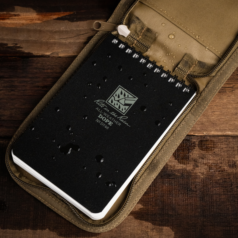 black notebook and cover.